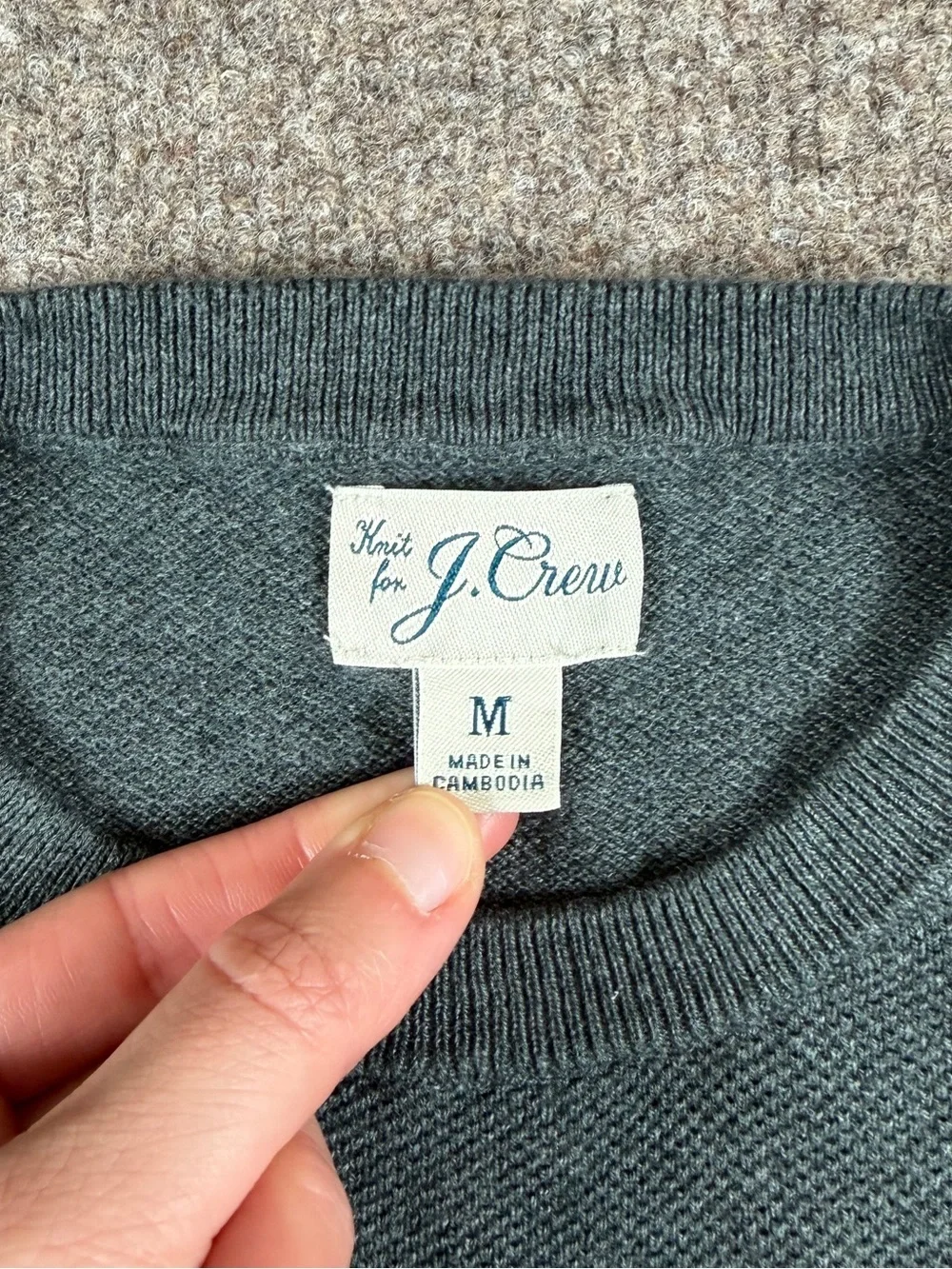J Crew‎ Dark Grey Lightweight Pullover Crewneck Knit Cotton Sweater Men’s S/M